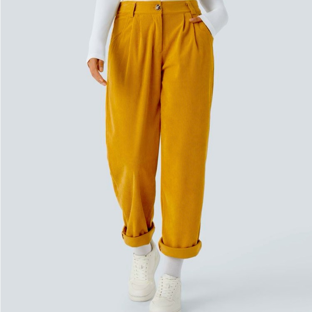 HALARA Mid Rise Casual Corduroy Pants - size Small, color Chai Tea